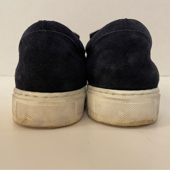 Anthropologie Fringe Slip On Suede Loafers Sneakers Navy Tassel Women US6 EUR37 - Picture 6 of 9